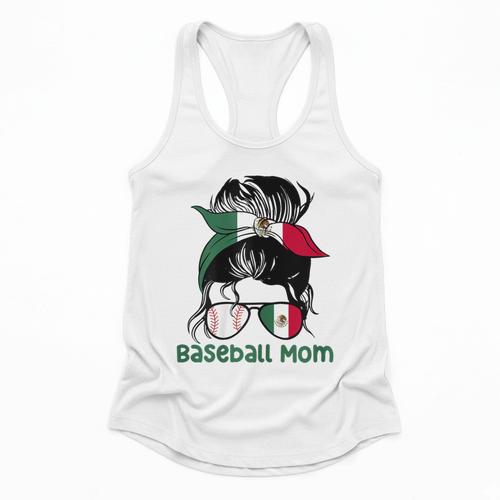 Mexico Baseball Mom Messy Bun Flowy Tank - Sportilla