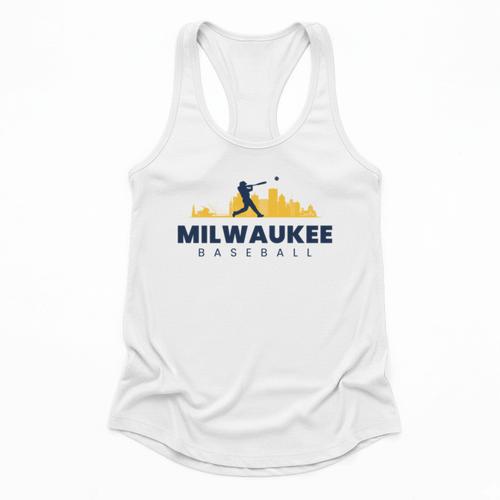 Milwaukee Baseball Minimalist City Skyline Baseball Lover Flowy Tank - Sportilla