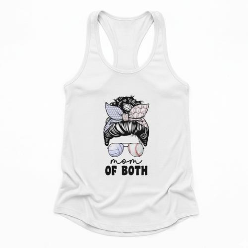 Mom Of Both Volleyball And Baseball Mom For Women Messy Bun Flowy Tank - Sportilla