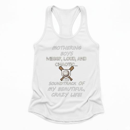 Mothering Boys Messy Loud Chaotic Baseball Mom Premium Flowy Tank - Sportilla