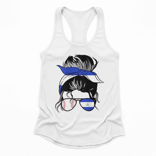 Nicaraguan Baseball Mom Nicaragua Flag Baseball Girl Flowy Tank - Sportilla