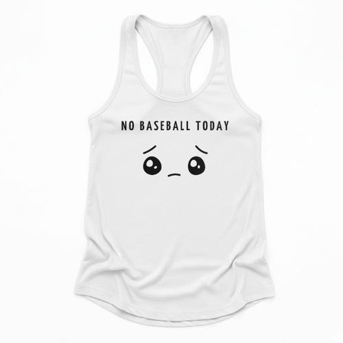 No Baseball Today Minimalist Sad Face Baseball Lover Flowy Tank - Sportilla