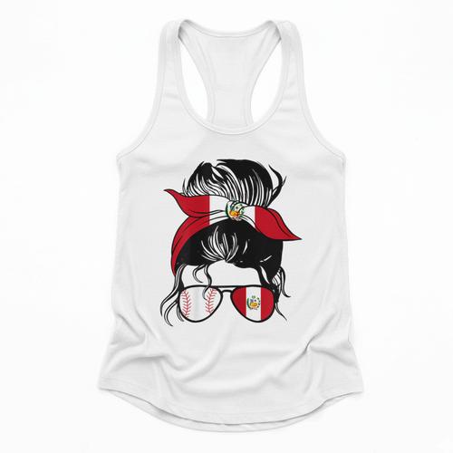 Peruvian Baseball Mom Peru Flag Baseball Girl Flowy Tank - Sportilla