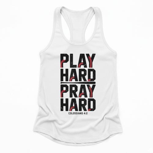 Play Hard Pray Hard Youth Boy Christian Baseball Jesus Flowy Tank - Sportilla