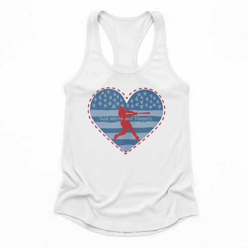 Primitive Patriotic American Baseball Mom Softball Dingers Flowy Tank - Sportilla