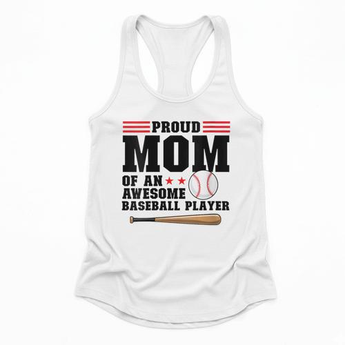 Proud Mom Of An Awesome Baseball Player Baseball Mom Flowy Tank - Sportilla