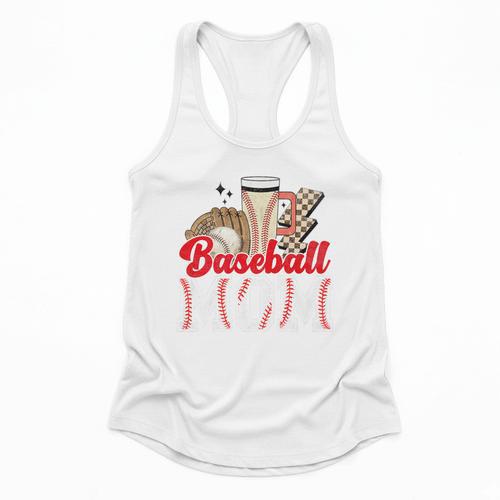Retro Coffee Baseball Mama Mother's Day Baseball Mom Premium Flowy Tank - Sportilla