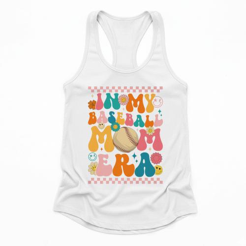 Retro Groovy In My Baseball Mom Era Happy Women Premium Flowy Tank - Sportilla