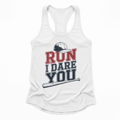 Run I Dare You Baseball Catcher Player Fan Flowy Tank - Sportilla