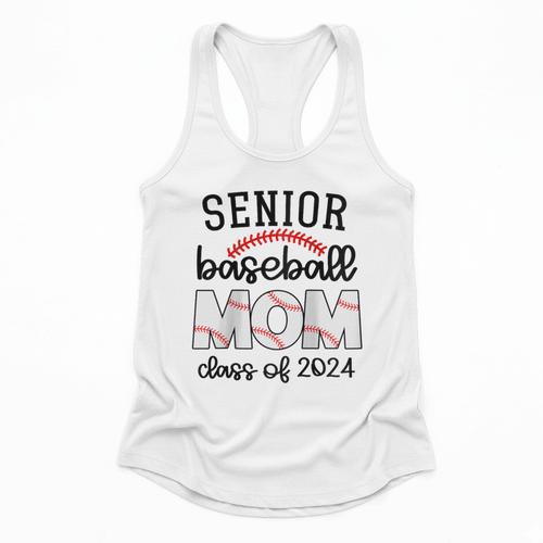 Senior Baseball Mom Class Of 2024 High School College Sports Raglan Baseball Tee Flowy Tank - Sportilla