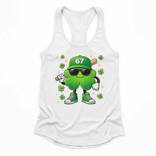 Shamrocks Playing Baseball St Patricks Day 6 7 Meme Men Boys Flowy Tank - Sportilla