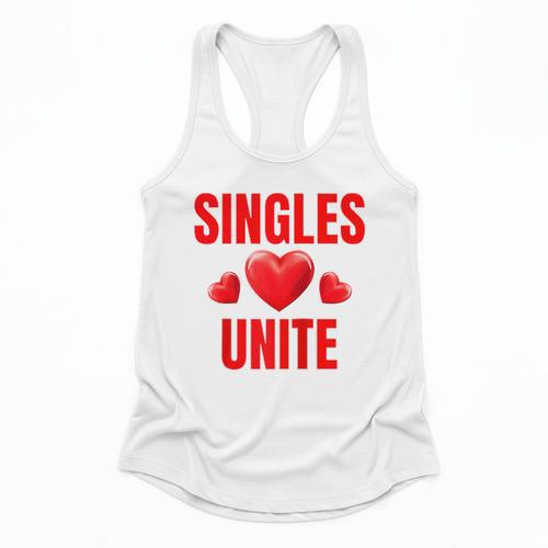 Singles Unite Valentines Day Humor For Singles Raglan Baseball Tee Flowy Tank - Sportilla