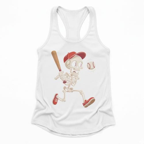 Skeleton Batting Baseball Halloween Boys Men Kids Flowy Tank - Sportilla