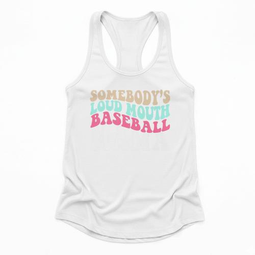 Somebody's Loudmouth Baseball Mama Baseball Mom Premium Flowy Tank - Sportilla