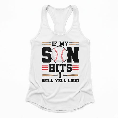 If My Son Hits I Will Yell Loud Baseball Mom Flowy Tank - Sportilla