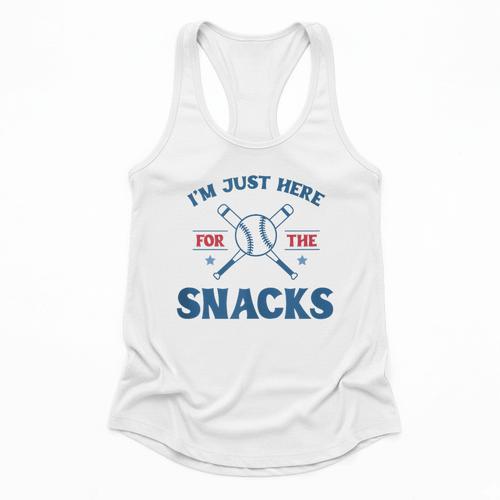 Spring 2024 Season Cute Baseball Mom Here For The Snacks Flowy Tank - Sportilla