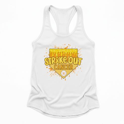Strike Out Childhood Cancer Boys Baseball Drip Gold Ribbon Flowy Tank - Sportilla