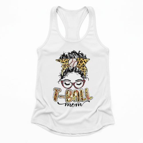 T Ball Mom Messy Bun Leopard Baseball Mom Leopard Flowy Tank - Sportilla