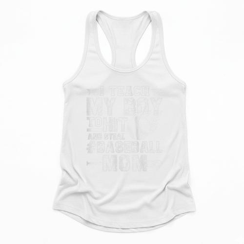 I Teach My Boy To Hit And Steal Baseball Mom Flowy Tank - Sportilla