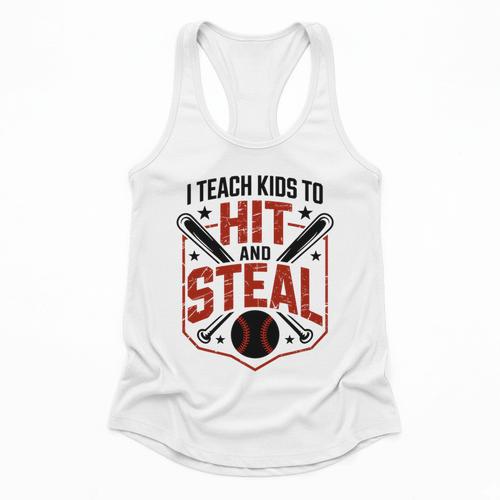 I Teach Kids To Hit And Steal Baseball Softball Coach Premium Tri-Blend Flowy Tank - Sportilla