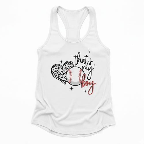 That's My Boy Leopard Heart Baseball Mom Flowy Tank - Sportilla