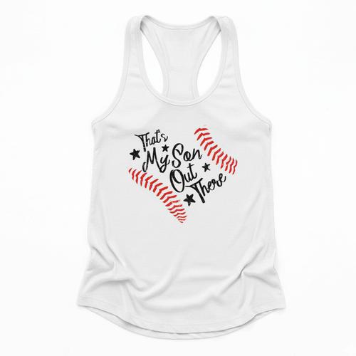 That's My Son Out There Baseball Mom Heart Mom Life Flowy Tank - Sportilla