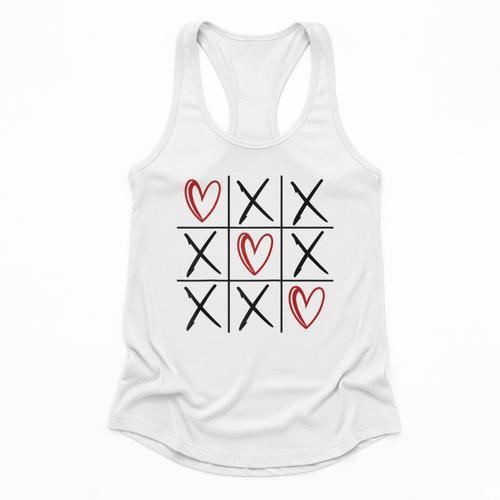 Tic Tac Toe Love Hearts Romantic Valentine Raglan Baseball Tee Flowy Tank - Sportilla