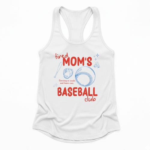 Tired Baseball Mom Club Baseball Mama Mother's Day Flowy Tank - Sportilla
