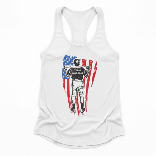 US Flag Baseball Player Batter Sport Lover Team Coach Family Flowy Tank - Sportilla