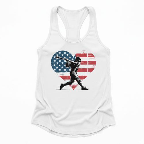 Valentines Baseball Batter Silhouette Heart Men Boys Kid Flowy Tank - Sportilla
