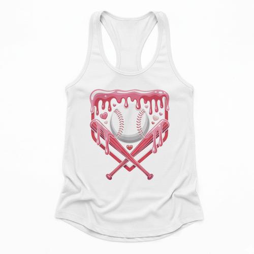 Valentines Baseball Boys Ice Cream Drip Heart Youth Kids Flowy Tank - Sportilla