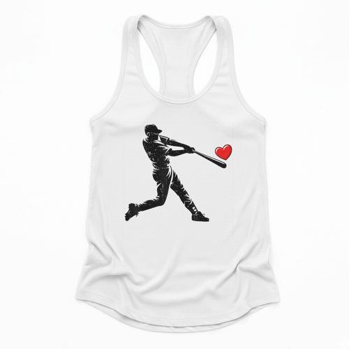 Valentines Day Baseball Batter Silhouette Heart Men Boys Kid Flowy Tank - Sportilla