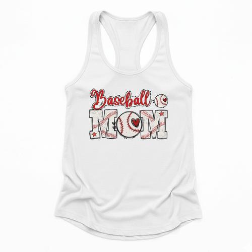 Vintage Baseball Mom Sports Fan Love Heart Flowy Tank - Sportilla