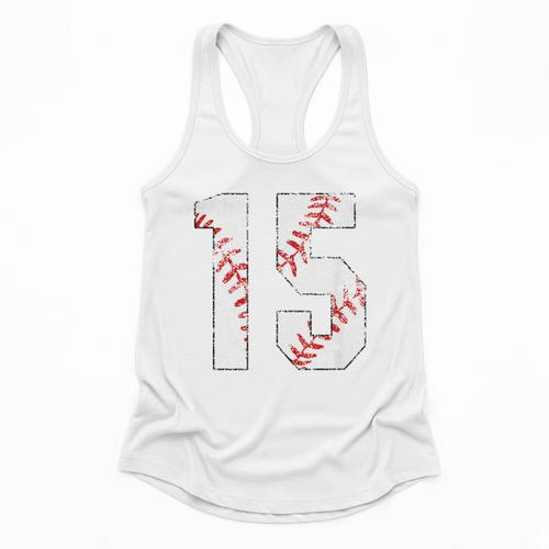 Vintage Distressed Baseball Number 15 Jersey Player Uniform Flowy Tank - Sportilla