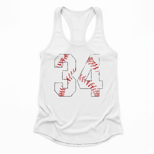 Vintage Distressed Baseball Number 34 Jersey Player Uniform Flowy Tank - Sportilla