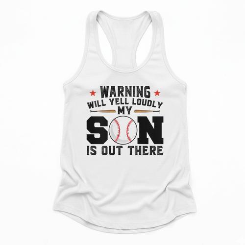 Warning Will Yell Loudly My Son Baseball Mom Flowy Tank - Sportilla
