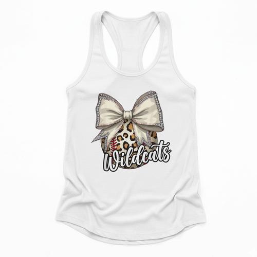 Wildcats Baseball Leopard Print Coquette Bow Mascot Game Day Flowy Tank - Sportilla