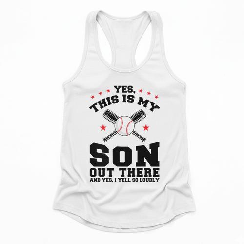 Yes This Is My Son Out There Baseball Mom Flowy Tank - Sportilla