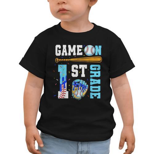 1st Grade Back To School Baseball Drip Ice Cream Game On Graphic Toddler T-Shirt - Savourry