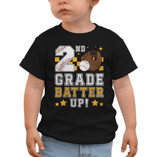 2nd Grade Batter Up Baseball First Day Back To School Graphic Toddler T-Shirt - Savourry