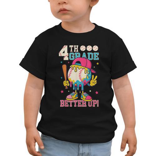 4th Grade Back To School Baseball Drip Ice Cream Game On Graphic Toddler T-Shirt - Savourry