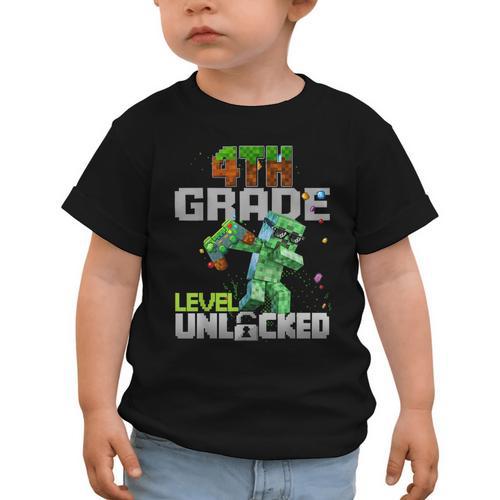 4th Grade Level Unlocked Back To School Pixel Game Graphic Toddler T-Shirt - Savourry