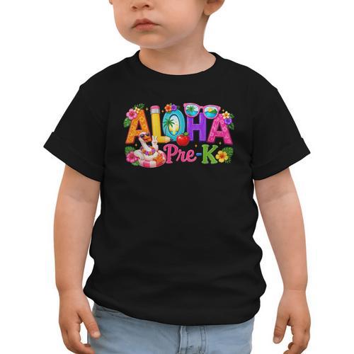 Aloha Pre-K Tropical Floral Beach Silly Goose Back To School Graphic Toddler T-Shirt - Savourry