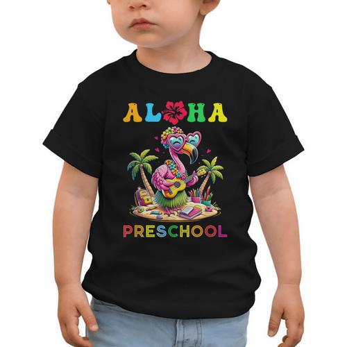 Aloha Preschool Flamingo Hawaii Back To School Kids Girl Graphic Toddler T-Shirt - Savourry