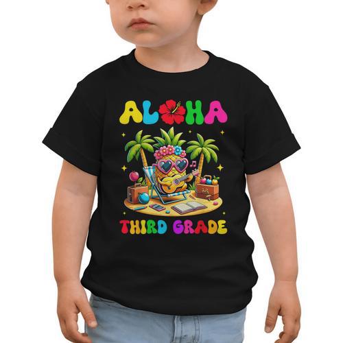 Aloha Third Grade Pineapple Hawaii Back To School Kids Girl Graphic Toddler T-Shirt - Savourry