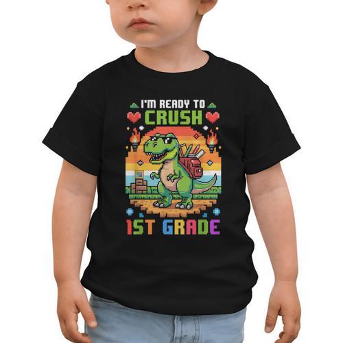 Back To School 1St Grade Boys I'm Ready To Crush Dinosaur Graphic Toddler T-Shirt - Savourry