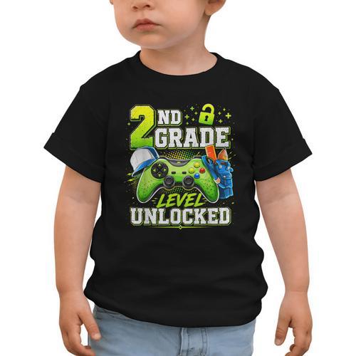 Back To School 2nd Second Grade Level Unlocked Gamer Kid Graphic Toddler T-Shirt - Savourry