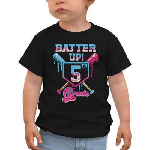 Back To School 5th Grade Batter Up Baseball First Day Boys Graphic Toddler T-Shirt - Savourry