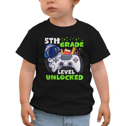 Back To School 5th Grade Level Unlocked Gamer Boys Kids Graphic Toddler T-Shirt - Savourry