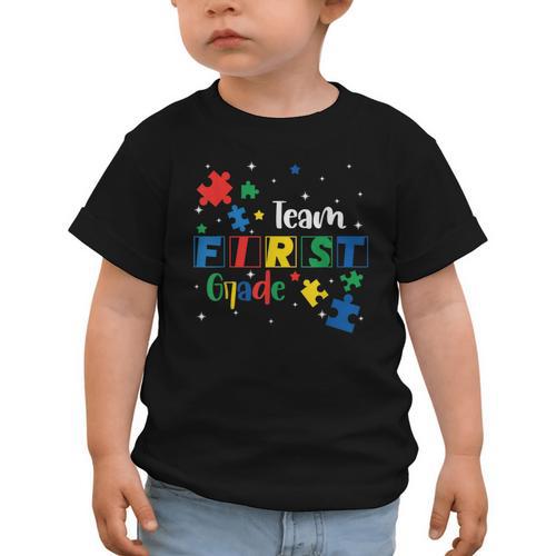 Back To School Autism Puzzle Pieces Autistic First Grade ASD Graphic Toddler T-Shirt - Savourry